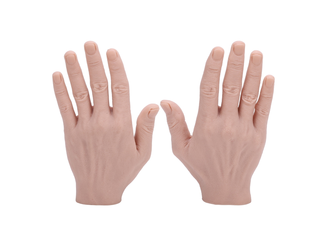 Mão masculina realista, macia, flexível e reutilizável, feita de silicone, ideal para prática de pintura e confecção de joias.