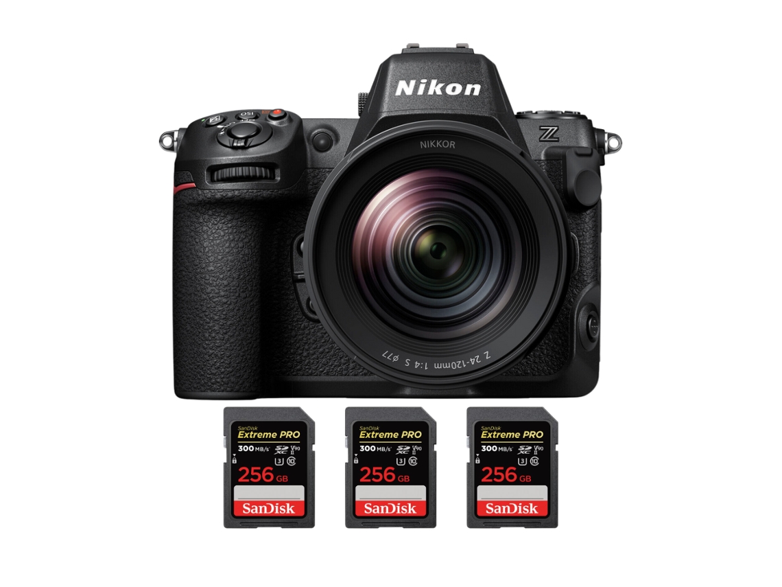 Z8 + Z 24 120mm F4 S + 3 Sandisk 256gb Uhs ii 300mb/s + Ebook “20 Dicas para Fotos Que Impressionam” NIKON