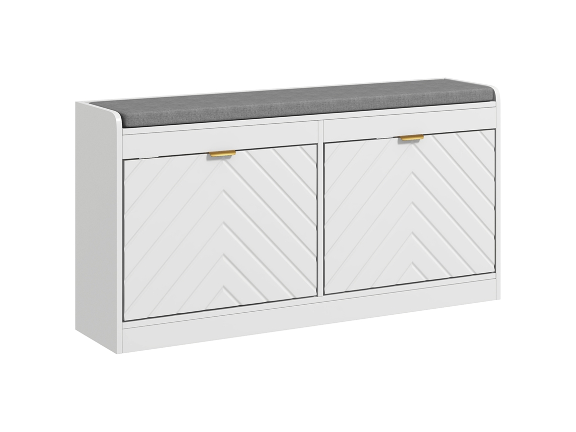 Banco para Sapatos BTFORUS com Assento Acolchoado, Gaveta Rebatível,80x33x49cm,branco