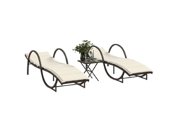 Vidaxl Espreguiçadeiras Com Mesa 2 Pcs Vime Pe Castanho