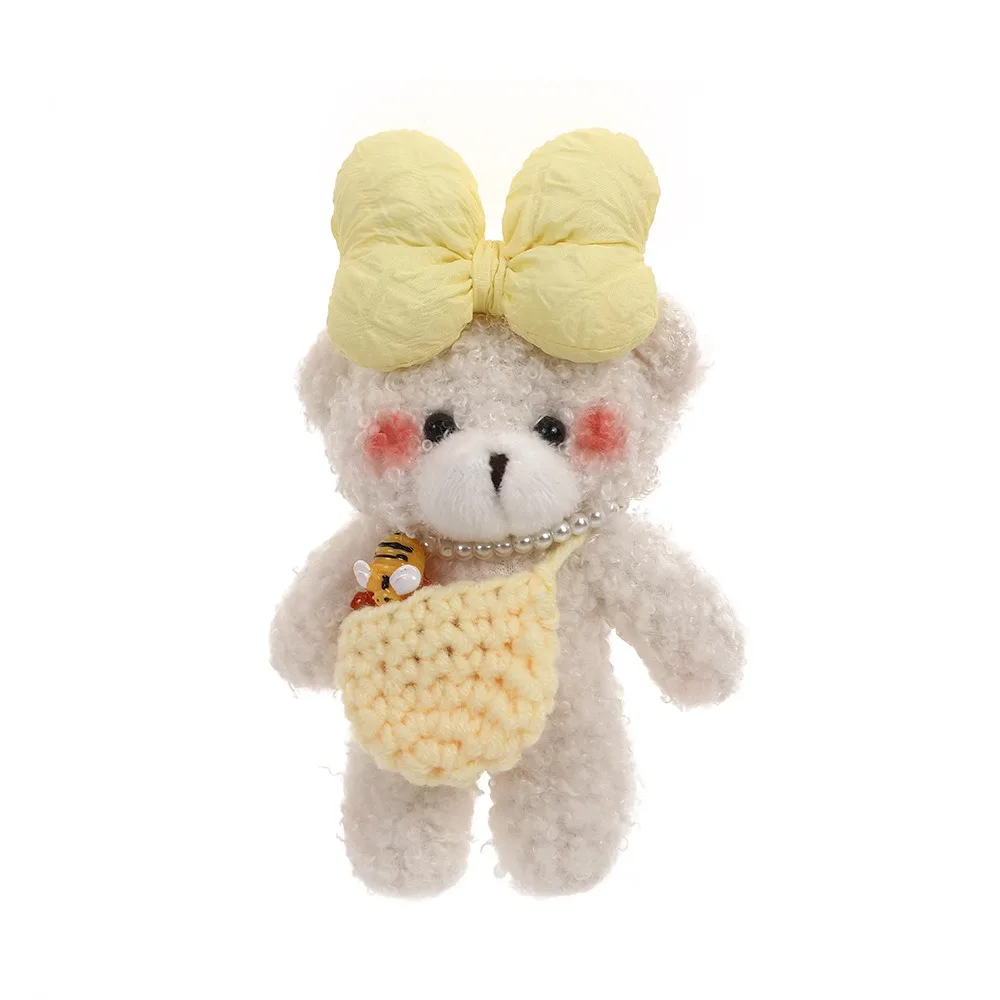 (amarelo) Urso De Pelúcia Com Laço Chaveiro, Acessórios Para Bolsa, Urso De Pelúcia Macio