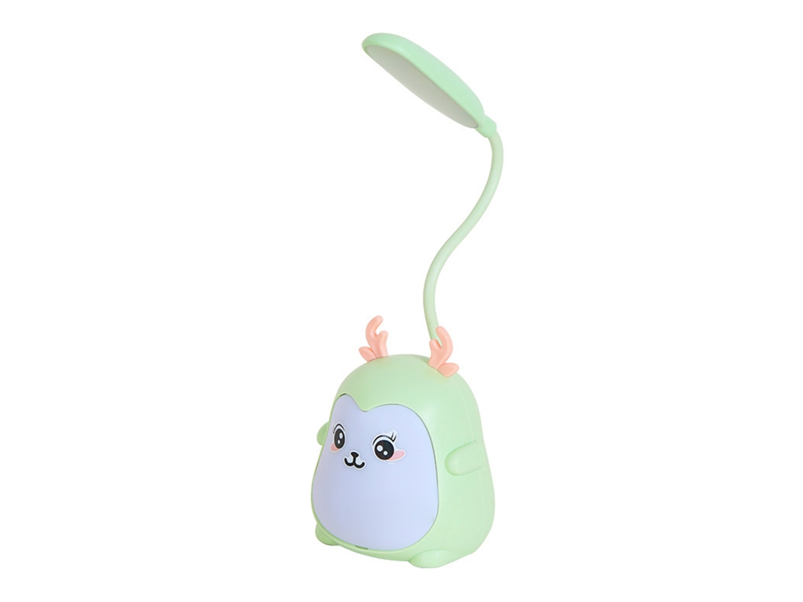 Lâmpada de Mesa para crianças, cute, pescoço de ganso, 3 níveis, USB recarregável, verde S/MARCA