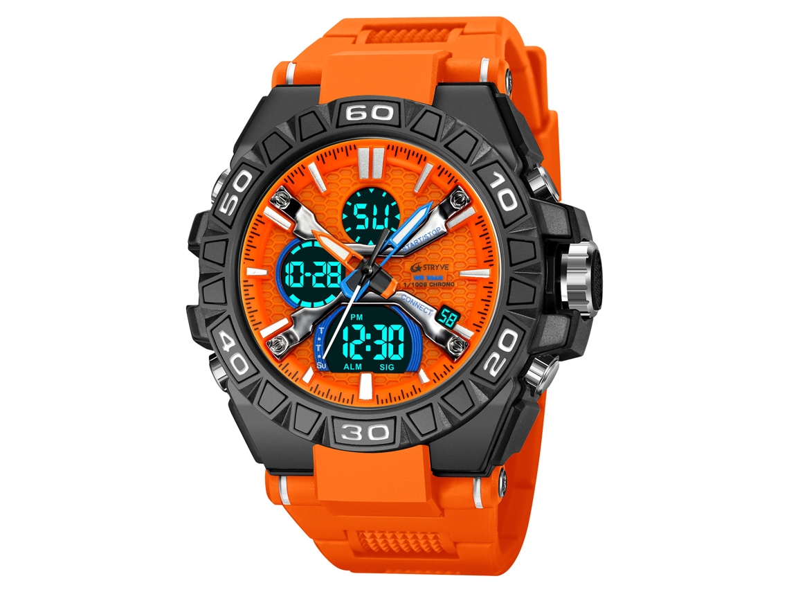 Relógio Digital Esportivo Luminoso, Relógio de Pulso Cronógrafo Multifuncional À Prova D'água MDUG (laranja)