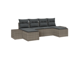 Conjunto 6 Conjunto De Sofá De Jardim Vidaxl Cinzento-claro Vime Pe (294 X 117 X 69 Cm)