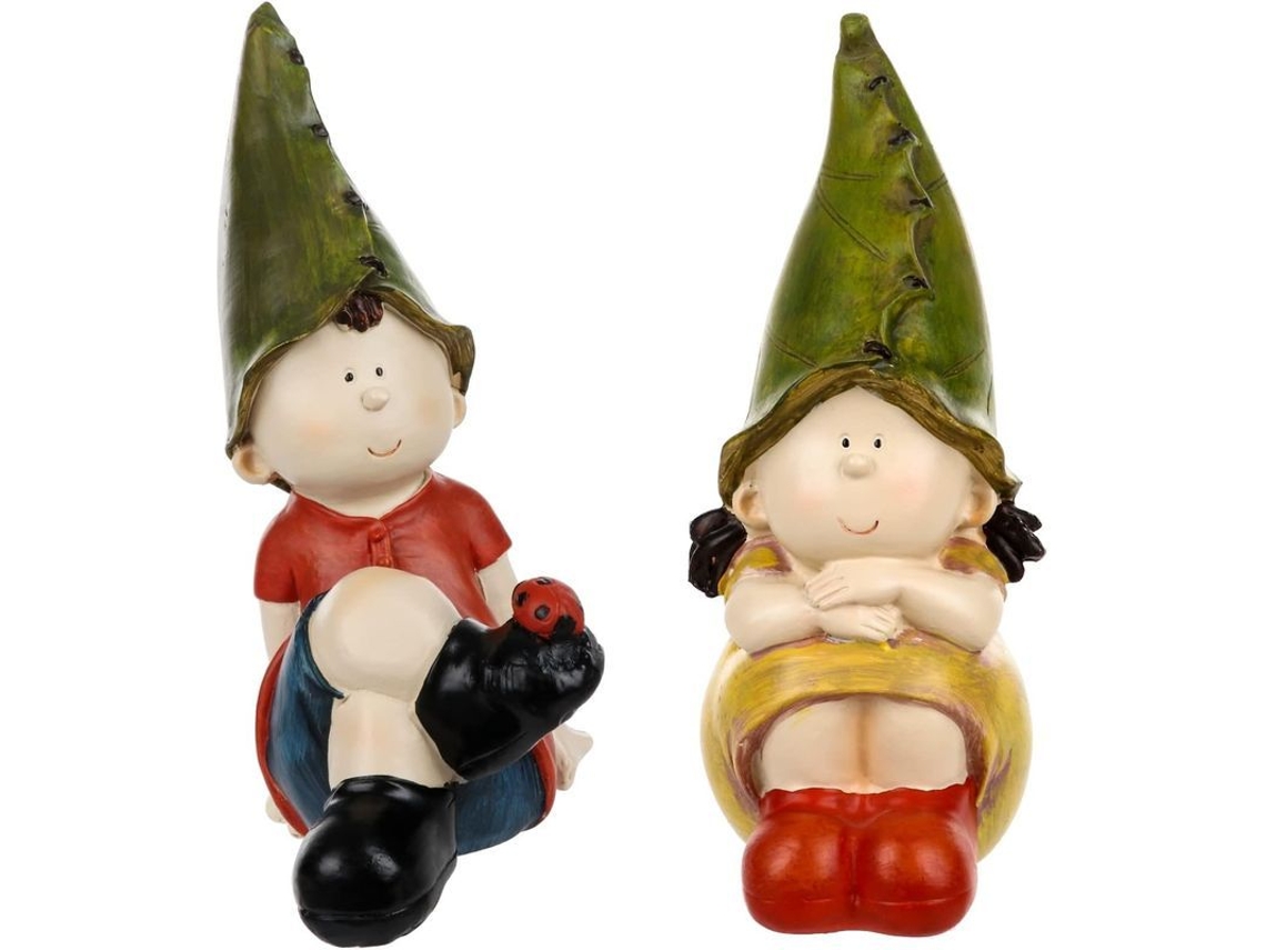 Adornos De Jardim Ao Ar Livre - Dois Duendes De Resina Impermeáveis Para Decoração De Jardim