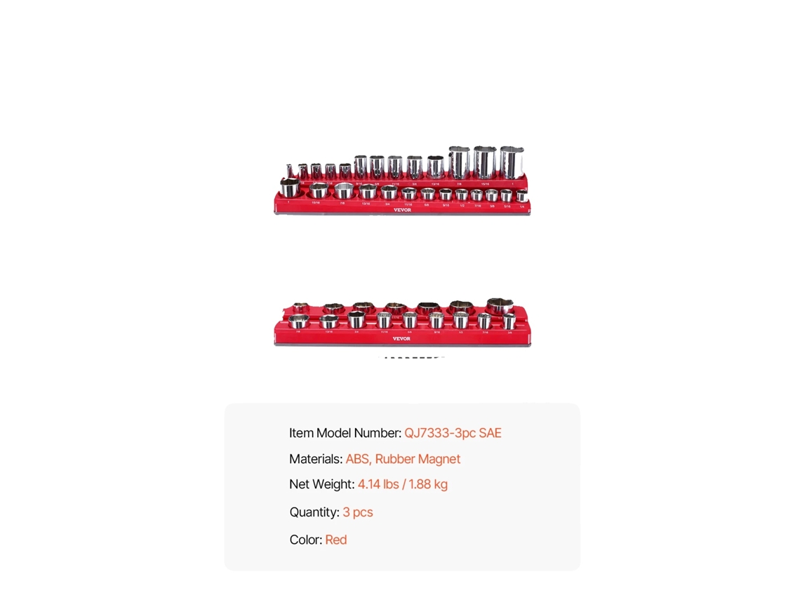 Organizador De Soquetes, Base Magnética, Suporta Até 68 Soquetes, 3pcs