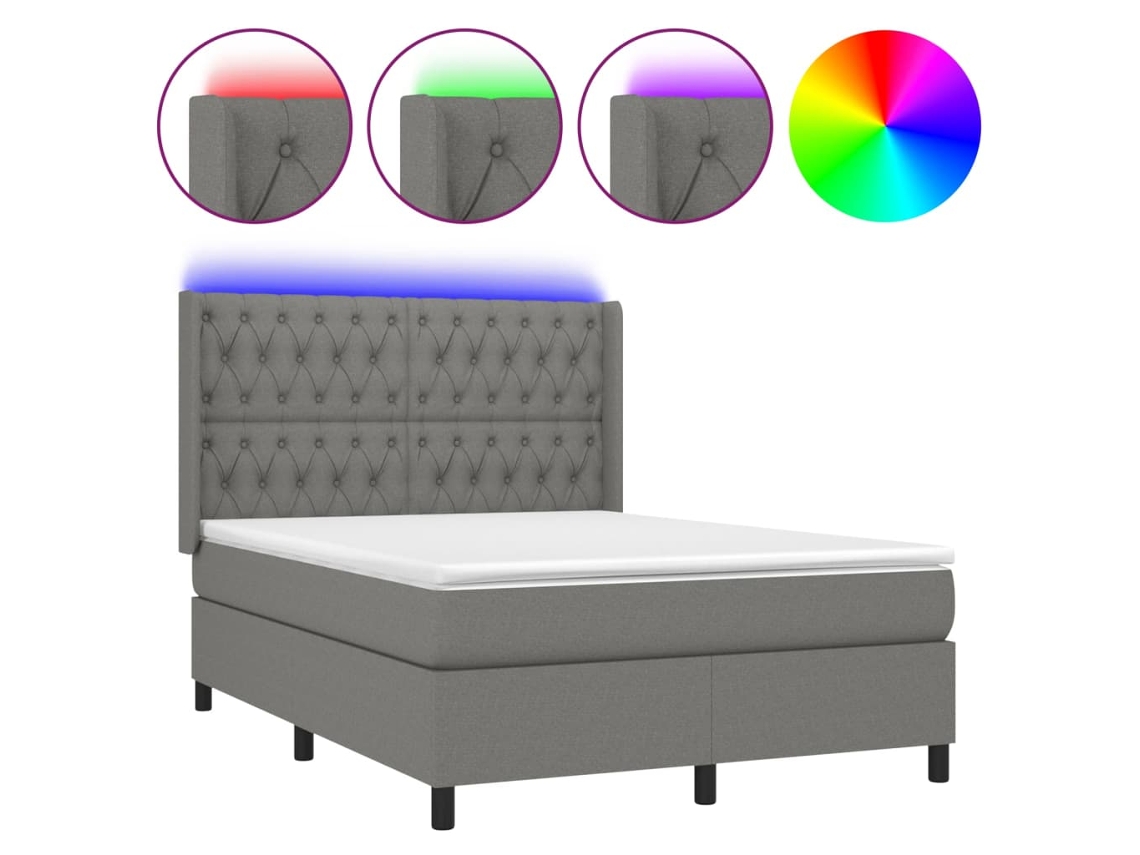 Box Spring Bed, Box Spring Beds Vidaxl Cinzeto Tecido (140 X 200 Cm)