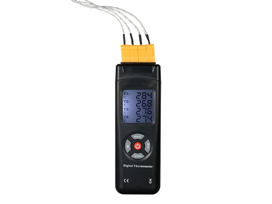 Termômetro Digital Lcd De 4 Canais Com Sensor De Termopar - °c/- °f Função