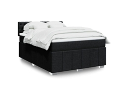 Vidaxl Cama Com Molas/colchão 140x200 Cm Tecido Preto