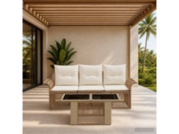 Vidaxl Conjunto De Sofá De Jardim 4 Unid. Bege E Branco Creme Vime Pe