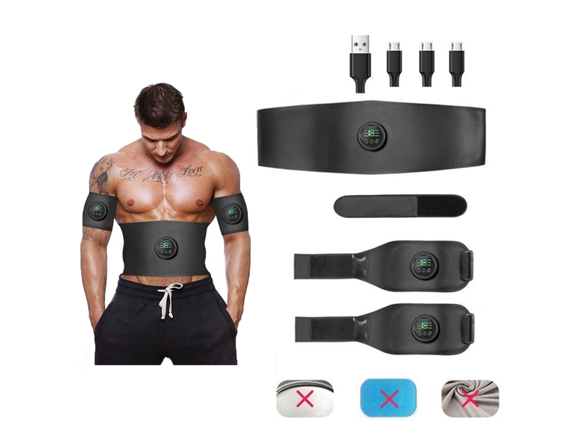 Business estimulador de Músculos Ems Abs Trainer Recarregável Usb 6 Modos para Treino de Fitness e Academia