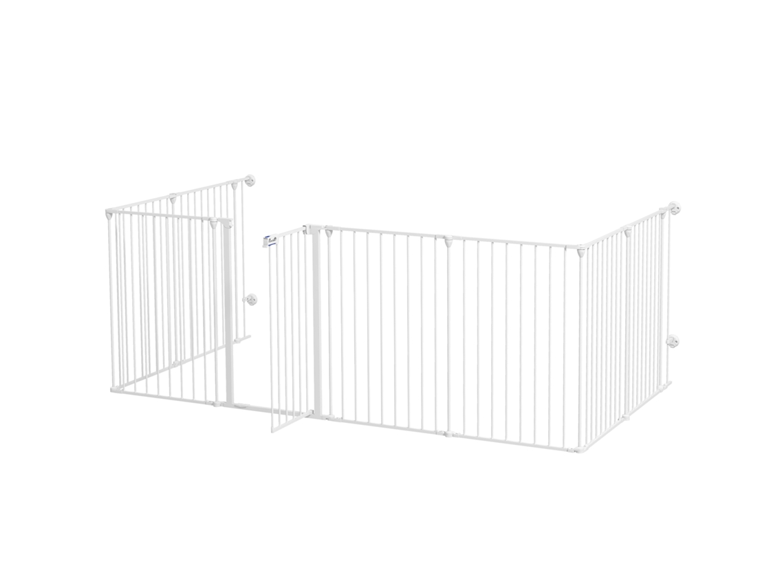 Parque De 8 Painéis 64x90 Cm Dobrável De Aço Com Duplo Travamento Função De Bloqueio E Formato Modular Branco