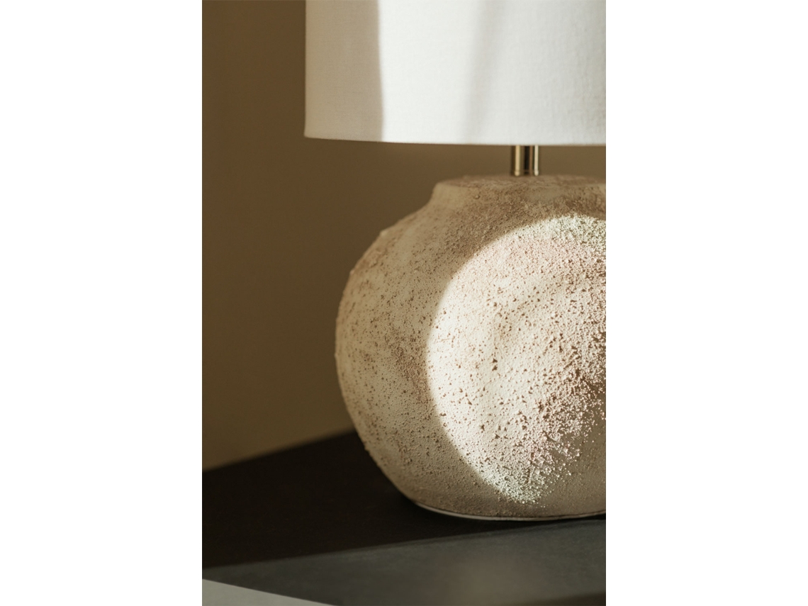 Sklum Candeeiro De Mesa Aloia Em Linho E Terracota Linho                                Branco