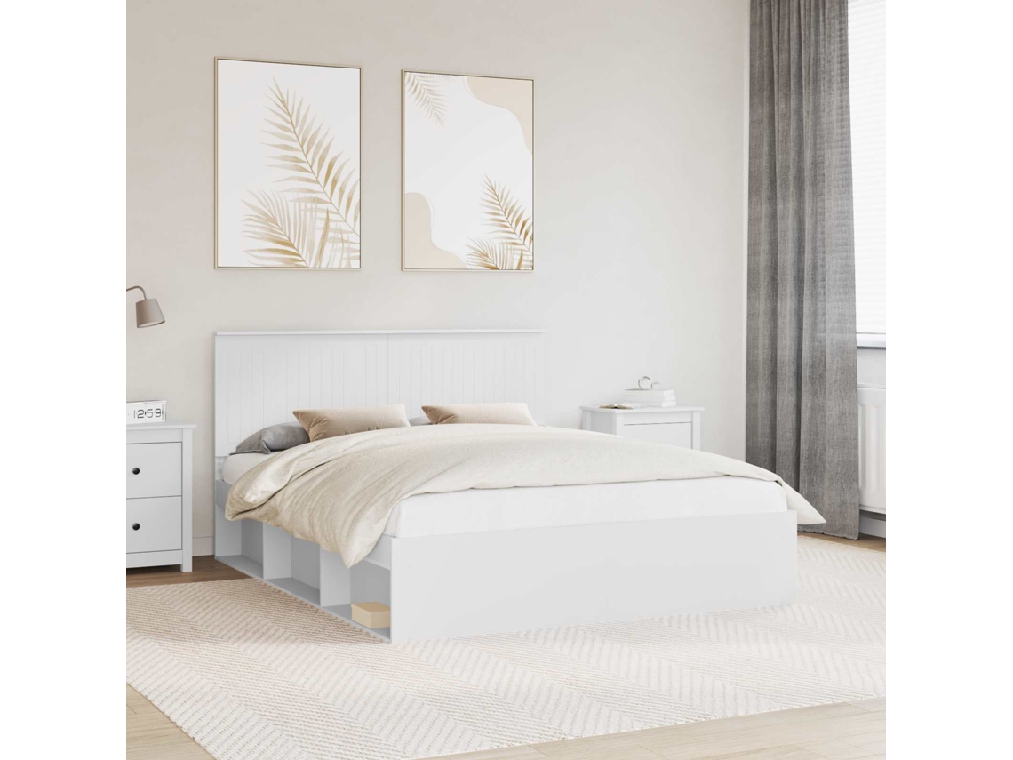 Vidaxl Estrutura Da Cama Com Cabeceira Branco 160 X 200 Cm
