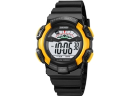 Lurelia Relógio Digital Masculino, Visor Digital, Led, Cronómetro, Alarme, Data/calendário, 12/24h, Resina, Abs, Preto, Amarelo