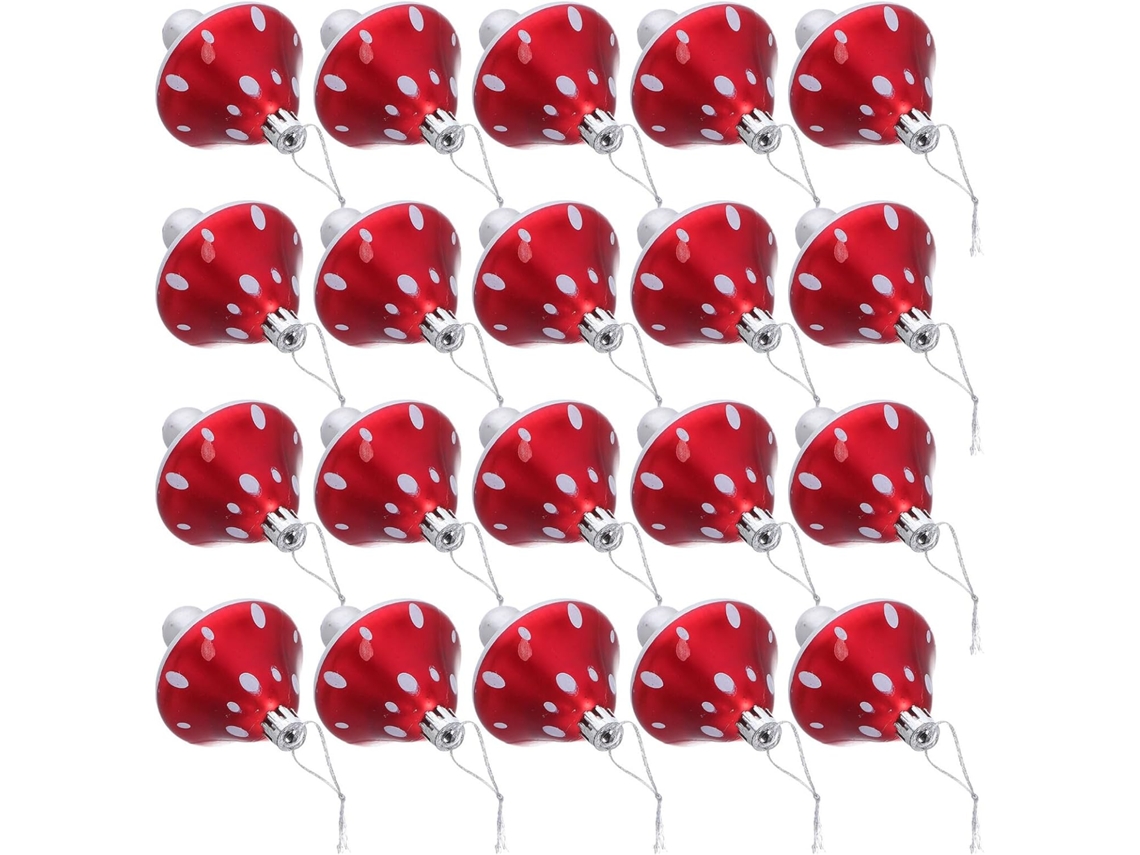 Conjunto de 20 Peças de Decoração Natalina Enfeites em Formato de Cogumelo GOKOCO