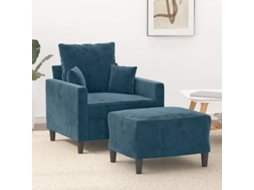 Vidaxl Poltrona Com Apoio De Pés 60 Cm Veludo Azul
