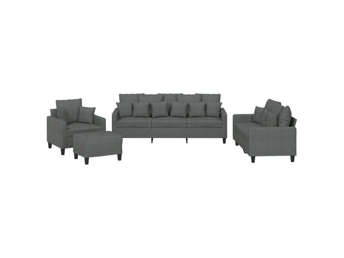 Conjunto de Sofás com Almofadas 4 Pcs Tecido Cinzento escuro MAISON EXCLUSIVE