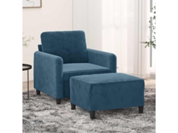 Vidaxl Poltrona Com Apoio De Pés 60 Cm Veludo Azul