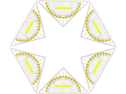 Conjunto de 6 esquadros com cabo, instrumento de medição geométrica, régua triangular transparente para universidades e ensino.