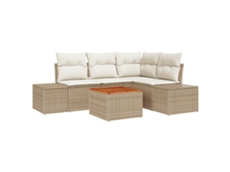 Conjunto 5 Sofá De Jardim Vidaxl Bege Vime Pe (209 X 154 X 69 Cm)