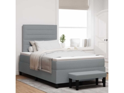Vidaxl Cama Box Com Cabeceira Cinzento-claro 120 X 190 Cm Tecido