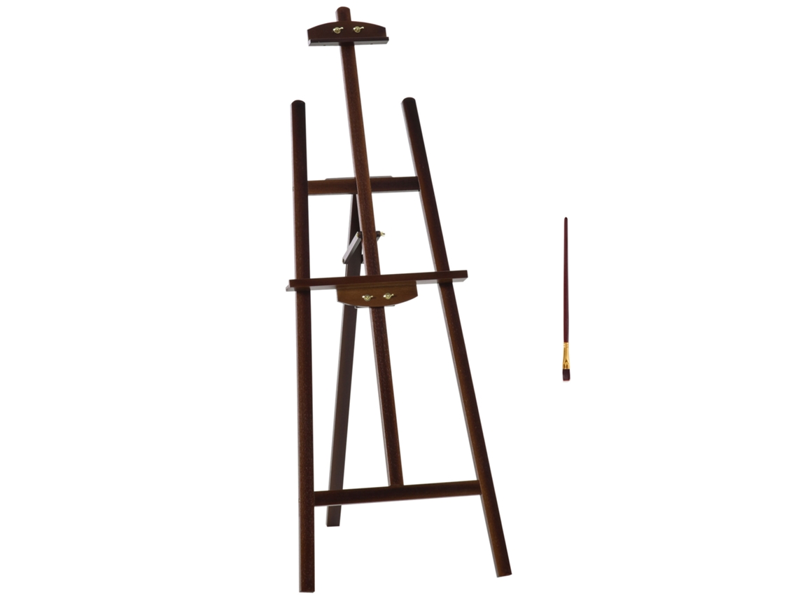 Cavalete de Madeira para Pintura com Ângulo Ajustável de 75° Suporte de Tripé e Pincel para Telas 51,5x71,5x134,5 Cm Café Ge