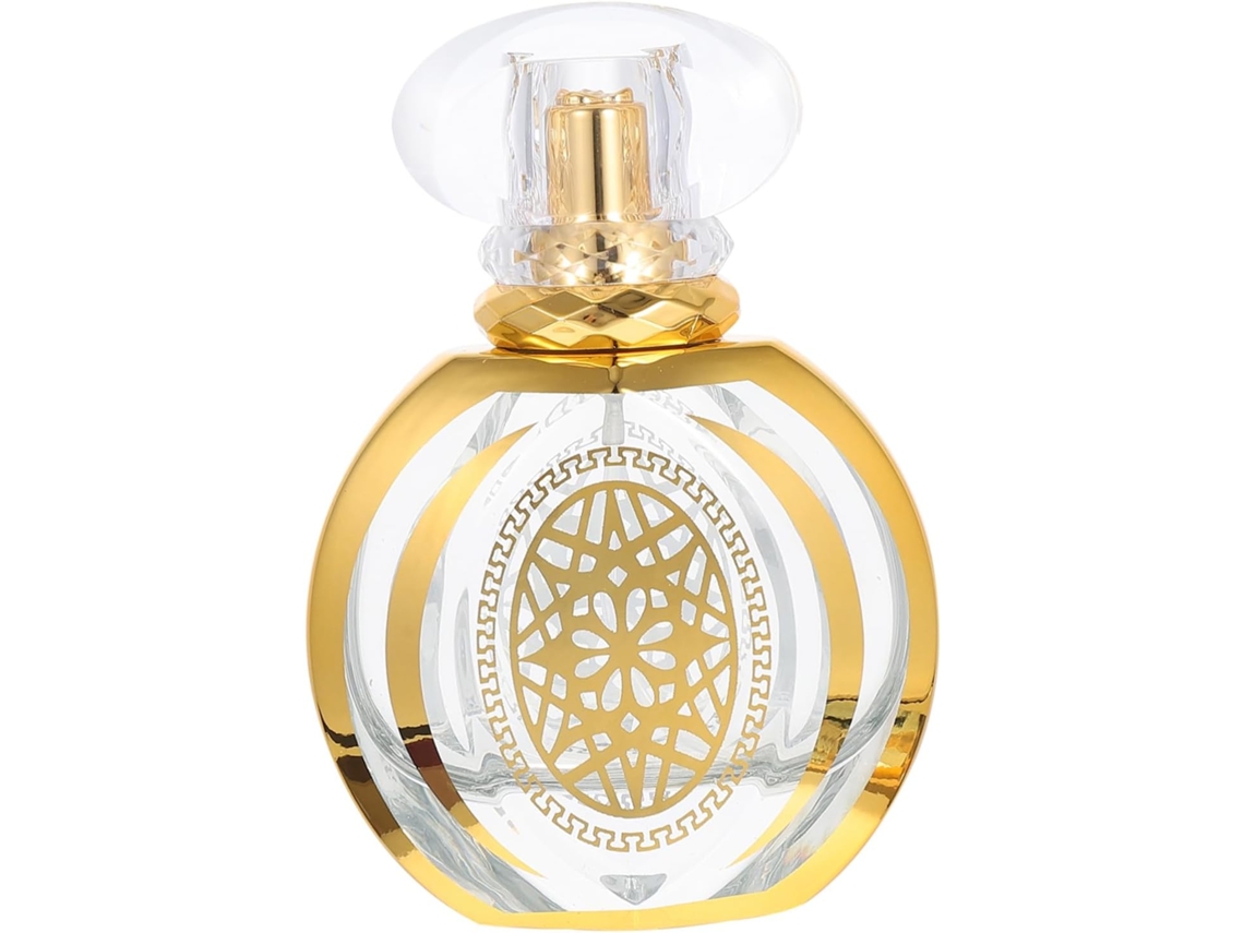 Frasco De Perfume Vintage Em Vidro Dourado