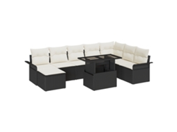 Conjunto 9 Móveis De Jardim Vidaxl Preto Vime Pe (297,5 X 187,5 X 85 Cm)
