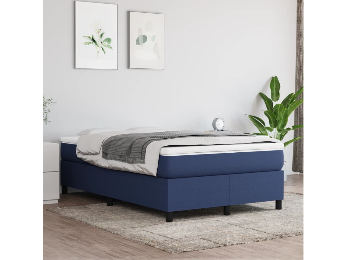 Cama Com Molas/colchão 120x200 Cm Tecido Azul