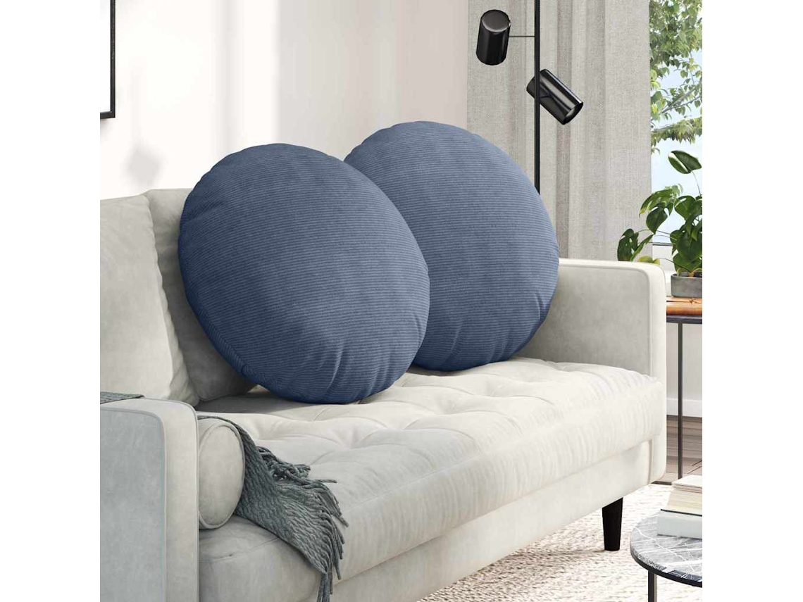Vidaxl Almofadas De Assento 2 Pcs Azul Ø60 X 21 Cm