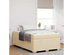 Vidaxl Estrutura Da Cama Com Colchão Creme 120 X 200 Cm Tecido