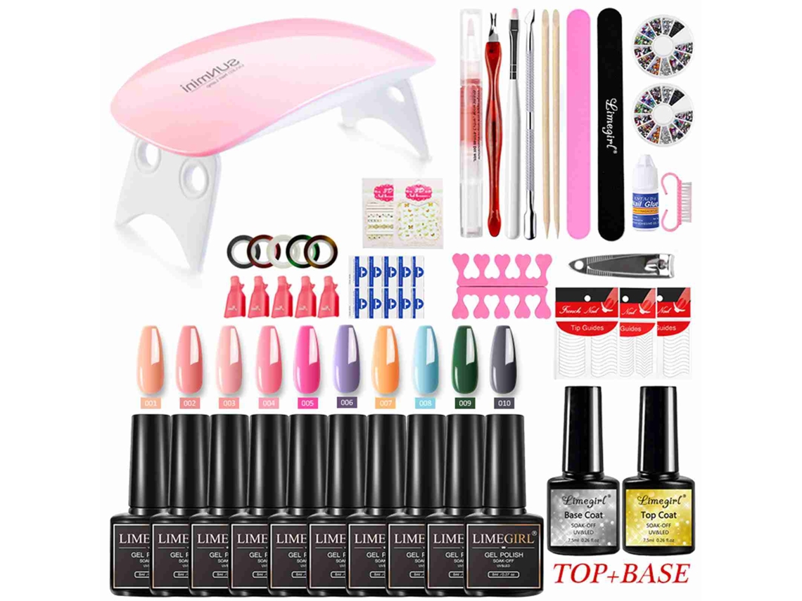 Kit Iniciante De Esmalte De Unhas Gel Colorido Com Lâmpada Uv E Ferramentas De Manicure