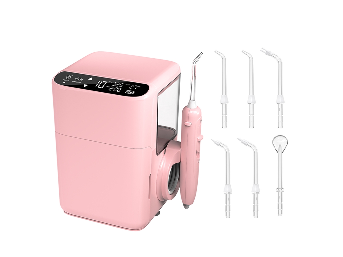 Irrigador oral de mesa, escova de dentes elétrica para uso doméstico, remove placa bacteriana e tártaro, 5 bicos, à prova d'água IPX5 Lyx (rosa)