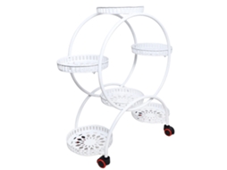 Suporte Para Plantas, 4 Andares, Portátil Com Rodas, Branco