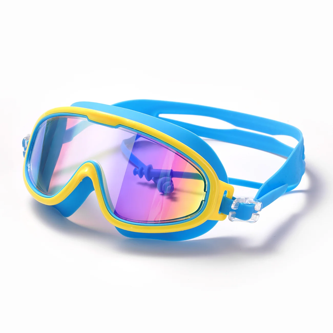 (f) Um Par De Óculos De Natação Antiembaçantes, Com Proteção Uv, Lentes Espelhadas E Anel De Vedação De Silicone Macio.