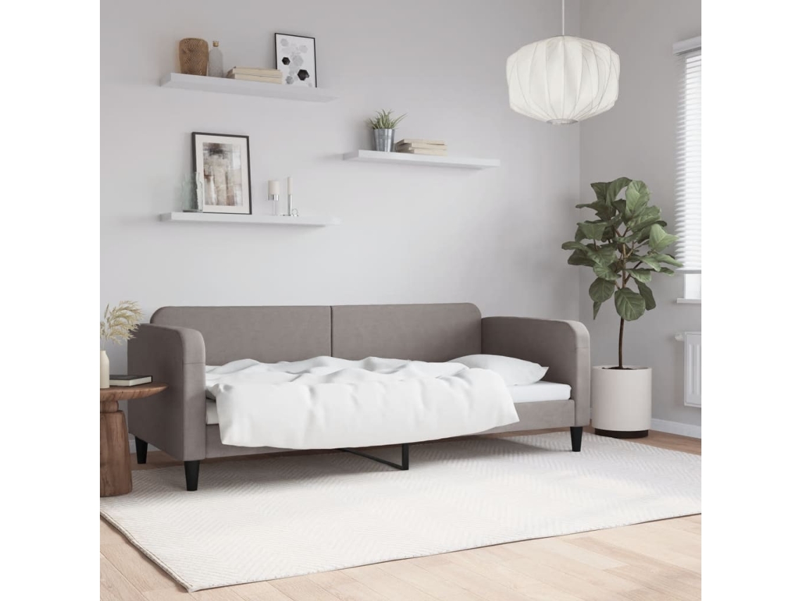 Vidaxl Sofá-cama 80x200 Cm Tecido Cinzento-acastanhado
