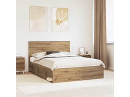 Vidaxl Estrutura Da Cama Com Cabeceira Carvalho Artesanal 150 X 200 Cm