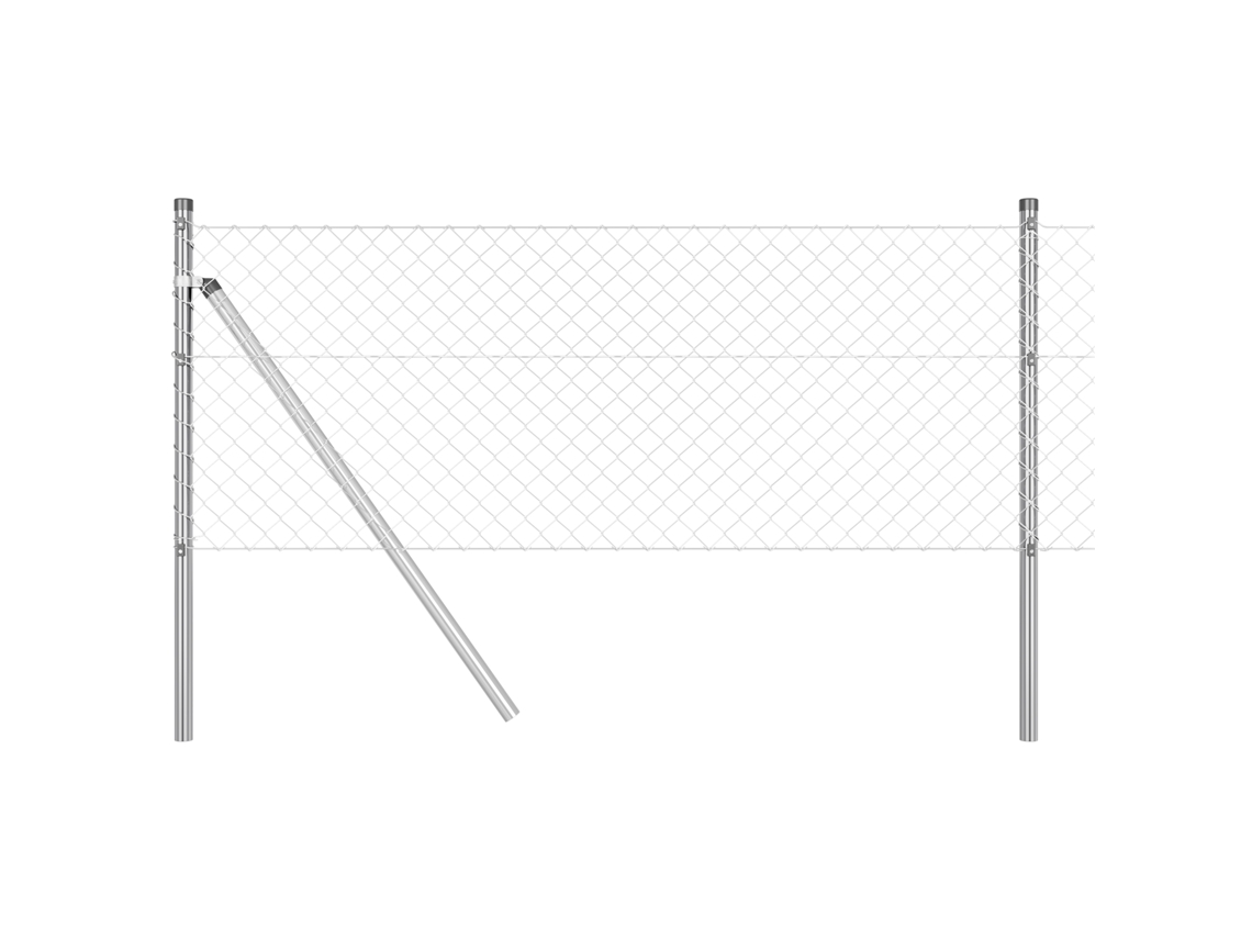 Conjunto 1 Poste De Cerca Vidaxl Prateado Aço (25 X 0,4 M)