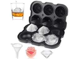 Forma De Gelo Mikiwon 5 Cm Em Formato Rosa Com Tampa, 3 Cavidades De Silicone E Moldes Para Bolas Gelo Em Formato Diamante
