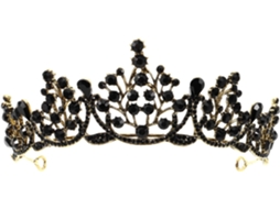 Coroa De Noiva Barroca Preta Em Liga Metálica E Cristal, Acessório Para Cabelo.