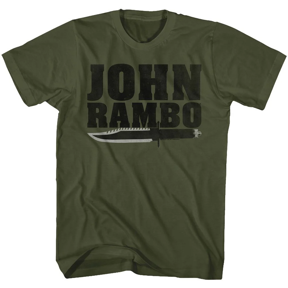 Unisex Adult T-shirt Rockinstone Rambo Movie Jonbo Solid Military Green Sizexl