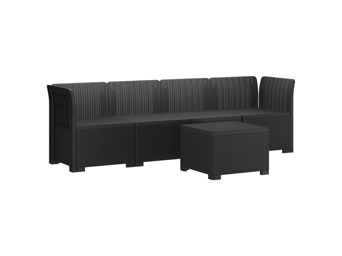 Vidaxl Sofá De Jardim 4 Lugares Look Rattan Pp Antracite