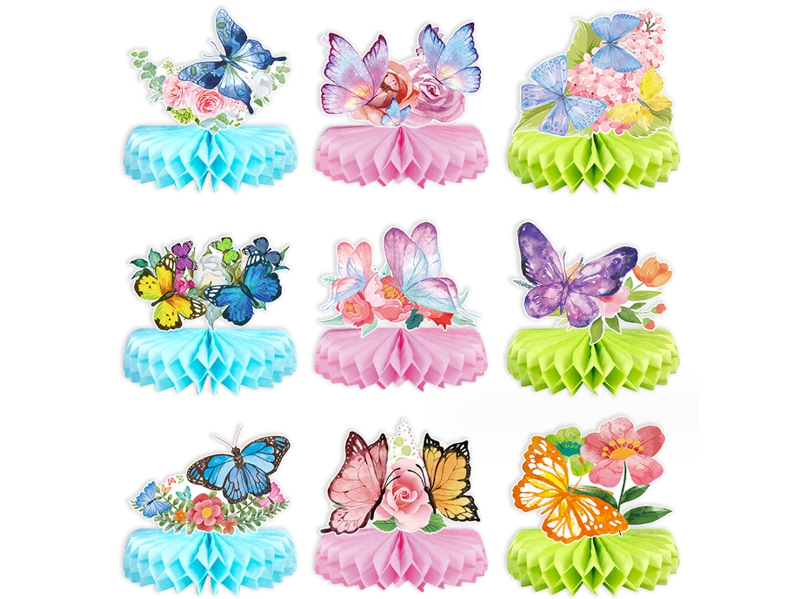 9 Peças de Centro de Mesa de Borboleta Decoração de Aniversário com Tema de Borboleta NEVEANCE
