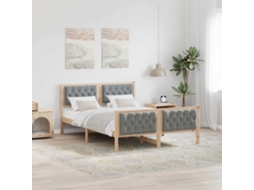 Vidaxl Estrutura Da Cama Com Cabeceira Cinzento-claro 150 X 200 Cm