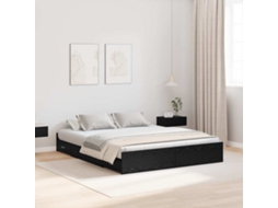 Vidaxl Estrado De Cama Com Arrumação Carvalho Preto 140 X 200 Cm