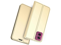 Capa De Couro Sintético Com Suporte Para Cartão E Capa Protetora Para Motorola Moto G55 5g Dourada