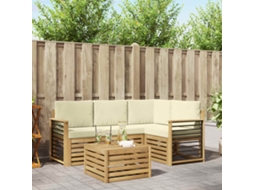 Vidaxl Conjunto De Sofás Para Exterior 5 Pcs Branco E Creme Poliéster