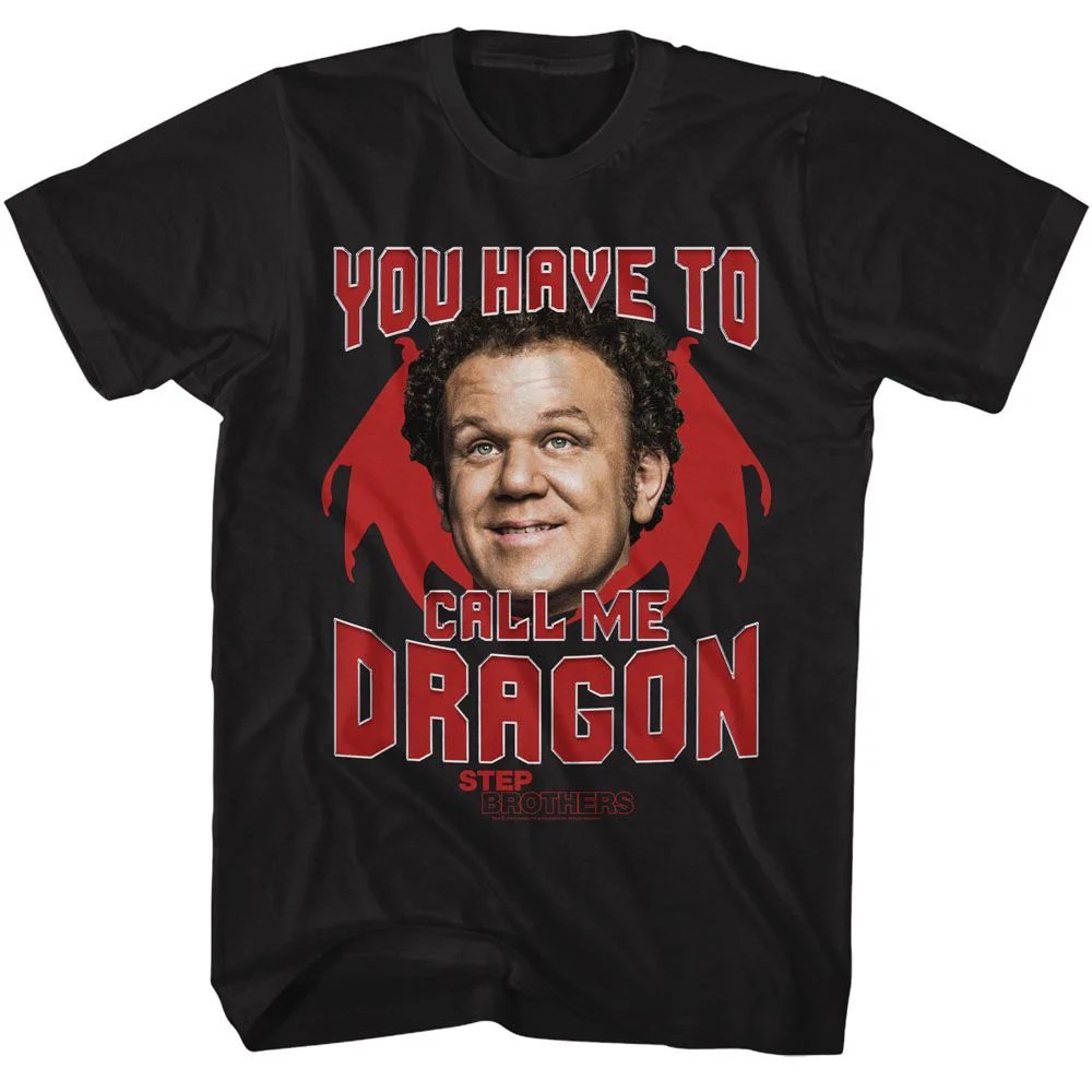 Unisex Adult T-shirt Rockinstone Step Brothers Movie Dragon Black Sizem