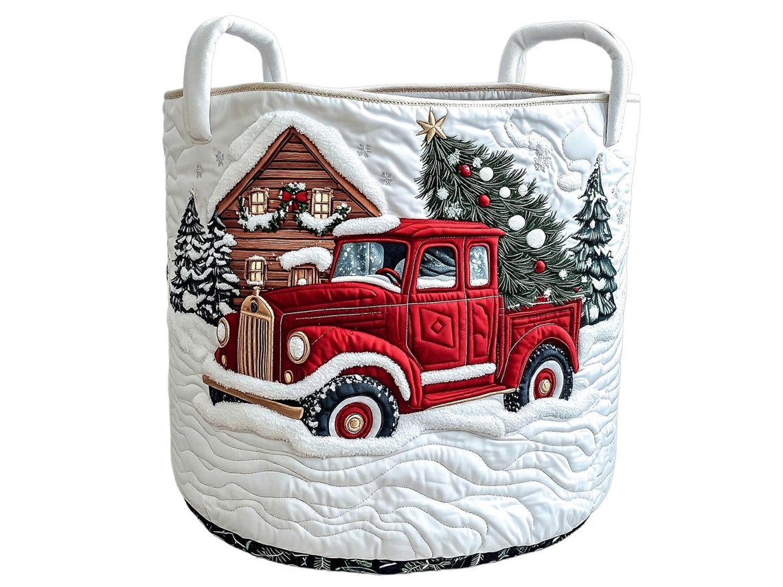 Cesto De Roupa Acolchoado Para Natal, Hamper De Poliéster Colorido Com Alças Para Toalhas E Quartos